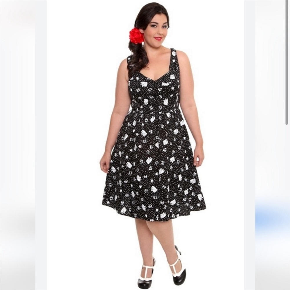 Lucky 13 Rockabilly Sailor Anchor Cherry Midi Dress M